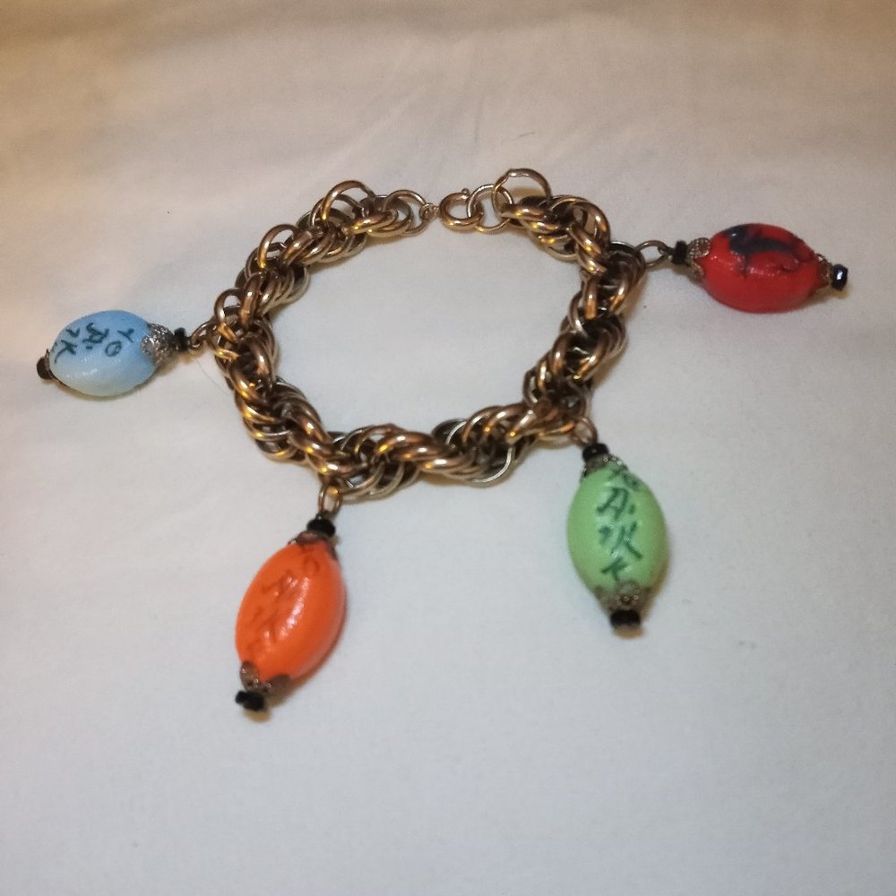 Vintage gold colored beaded bracelet